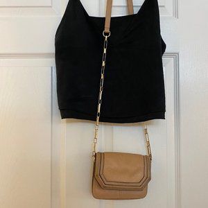 Tan Leather Purse - Luana Brand.  Over the Shoulder Crossbody